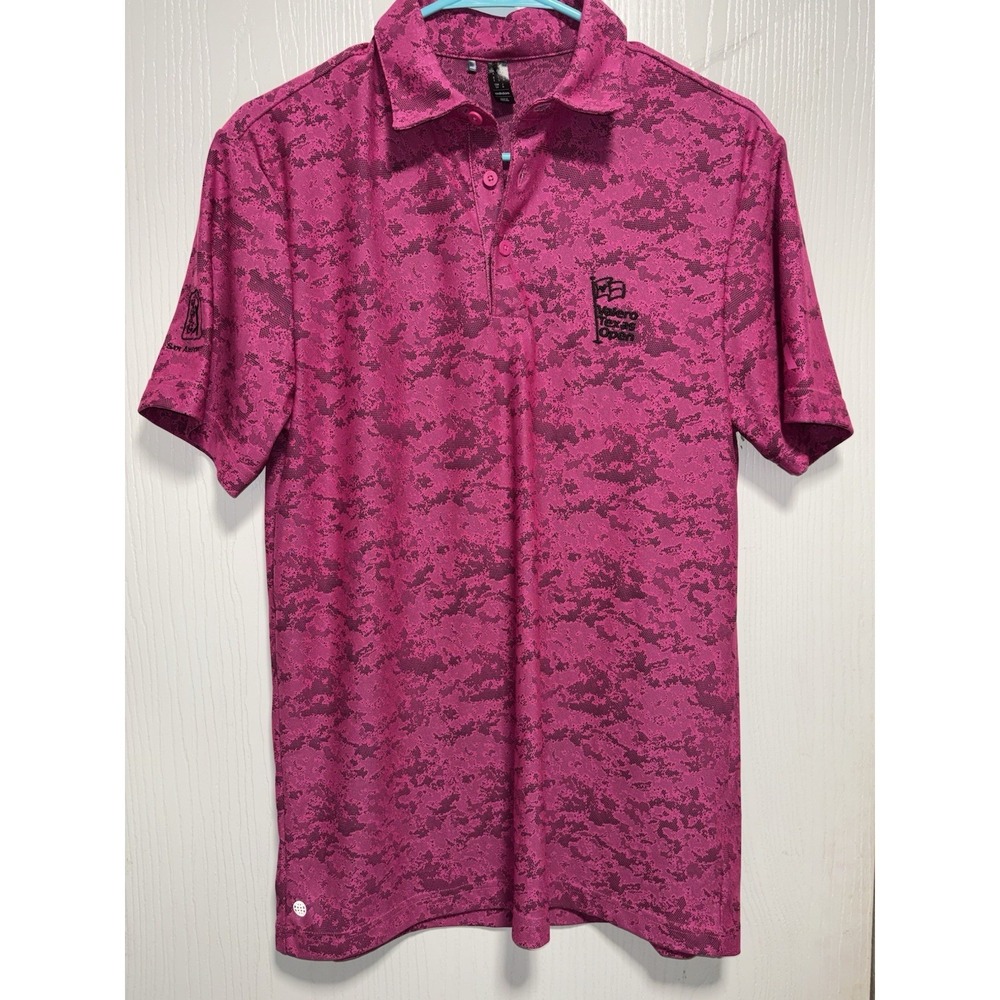 MEN'S‎ ADIDAS TEXTURED POLO Small FUCHSIA/BLACK Golf Performance